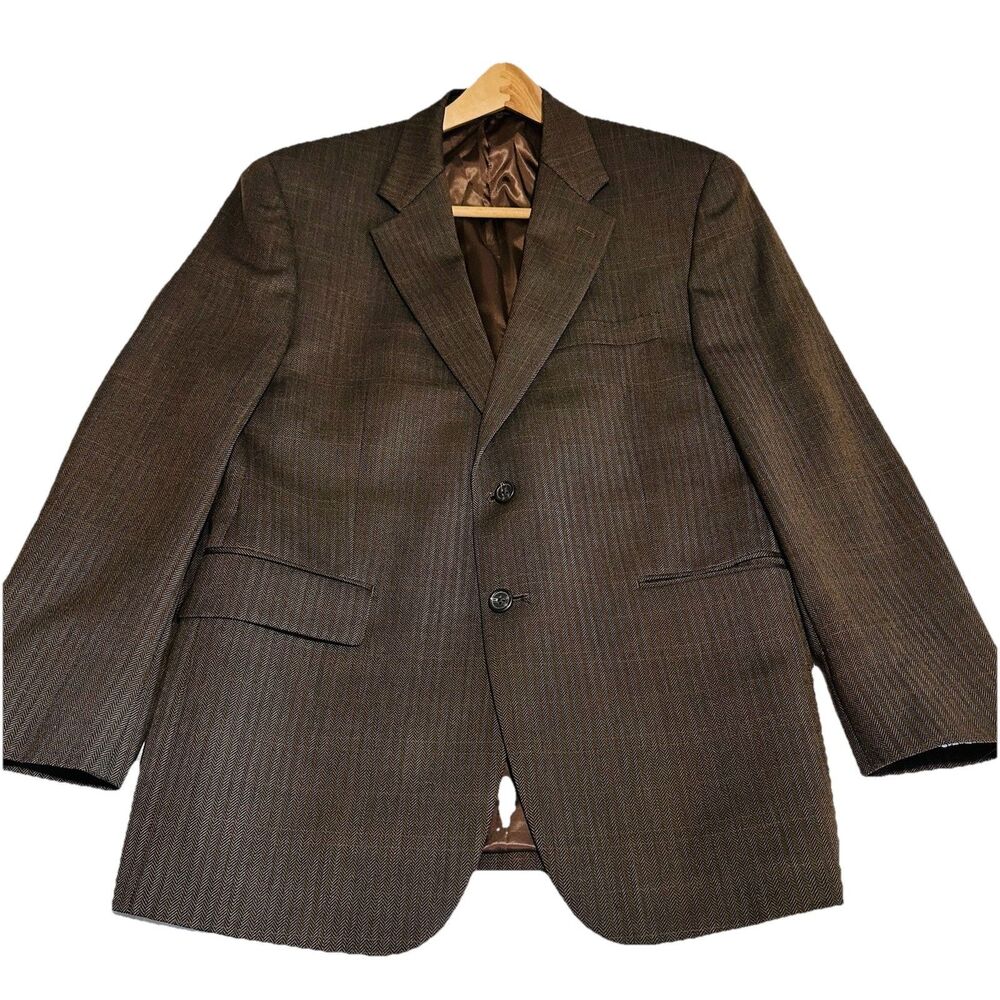 Lauren Ralph Lauren Blazer Mens 40S Brown Wool Herringbone Tweed Sport Coat